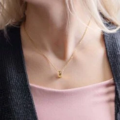 Cremains Urn Necklace With Yellow Gold Coloring -Johan Jewelry Shop EAVB189175Necklace 2