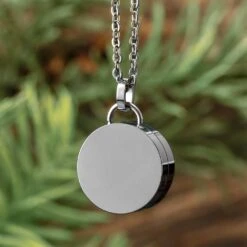Black Cremation Necklace With Round Urn