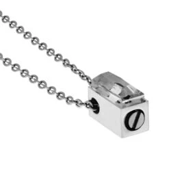 Memorial Necklace With Gem In Stainless Steel 9 Memorial Necklace With Gem In Stainless Steel -Johan Jewelry Shop EAVMemorialGemNecklaceWG 1