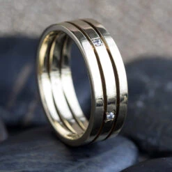 Diamond Wedding Band, Gold Stacked Ring