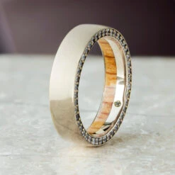 Sapphire Eternity Ring With Oak Wood Inlay