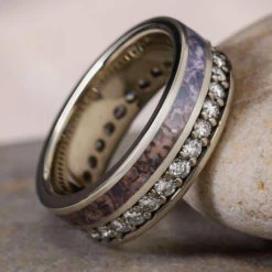 Unique Eternity Ring With Dinosaur Bone And Diamonds