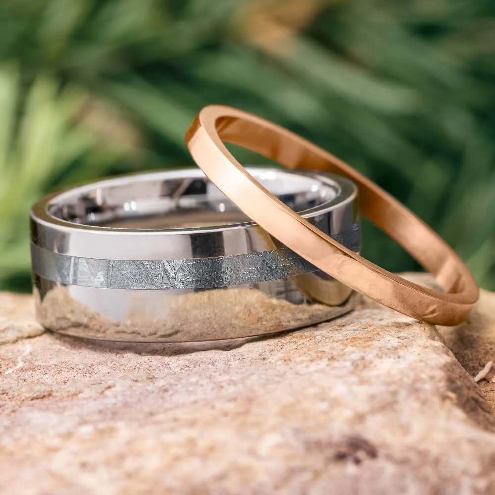 Meteorite, Gold & Titanium Modular Ring Set 3 Meteorite, Gold & Titanium Modular Ring Set