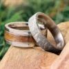 Modular Titanium Ring Set With Whiskey Barrel Oak & Meteorite Inlays 1 Modular Titanium Ring Set With Whiskey Barrel Oak & Meteorite Inlays -Johan Jewelry Shop EINTSETB FM WDWHI5MT5Artv2Cropped 1