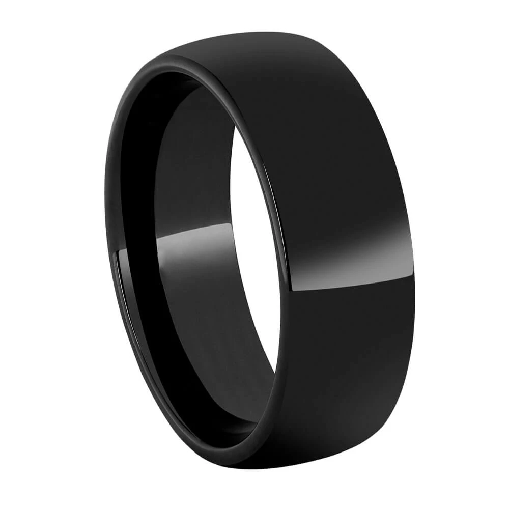 Black Ceramic, Domed Profile Men's Wedding Band 4 Black Ceramic, Domed Profile Men's Wedding Band - Image 2