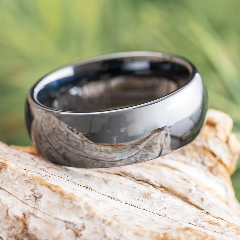 Black Ceramic, Domed Profile Men's Wedding Band 3 Black Ceramic, Domed Profile Men's Wedding Band
