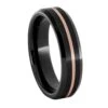 Centered Rose Gold Pinstripe In Black Ceramic Ring -Johan Jewelry Shop EJIRMCA005988
