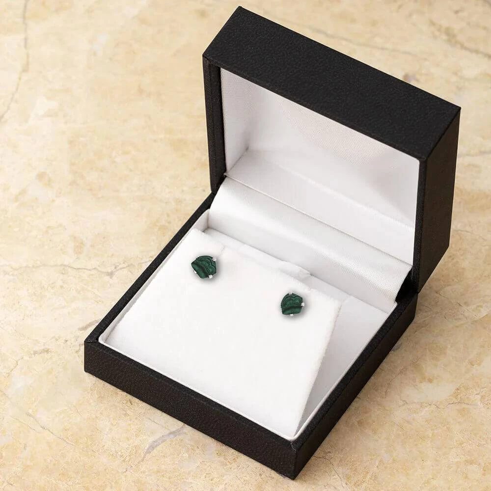 Green Malachite Stone Stud Earrings 8 Green Malachite Stone Stud Earrings - Image 6