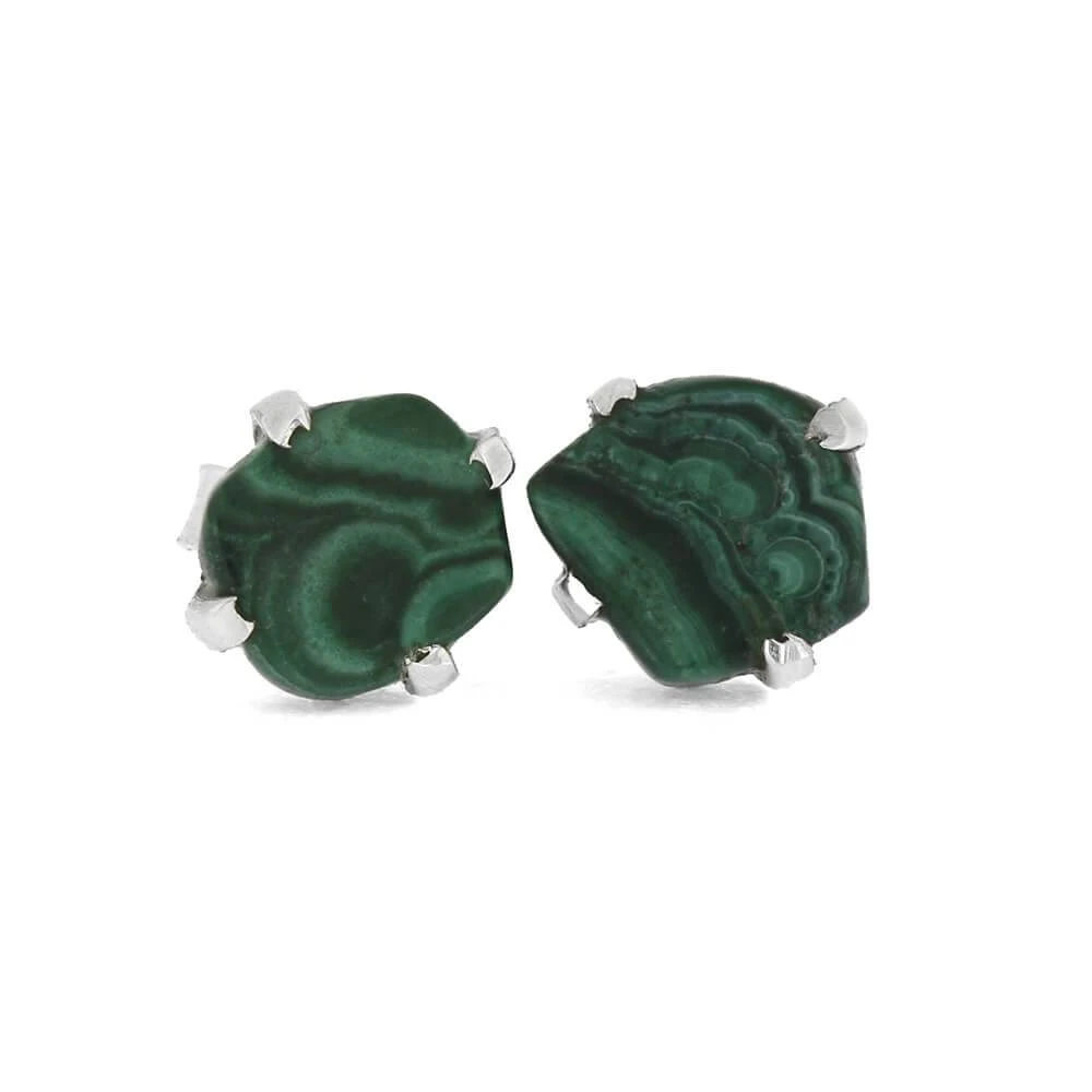 Green Malachite Stone Stud Earrings 5 Green Malachite Stone Stud Earrings - Image 3