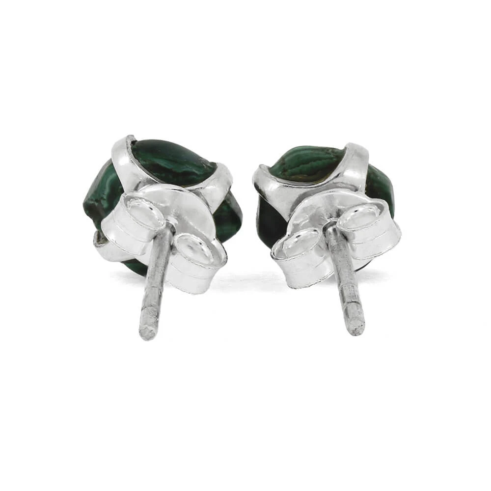 Green Malachite Stone Stud Earrings 6 Green Malachite Stone Stud Earrings - Image 4