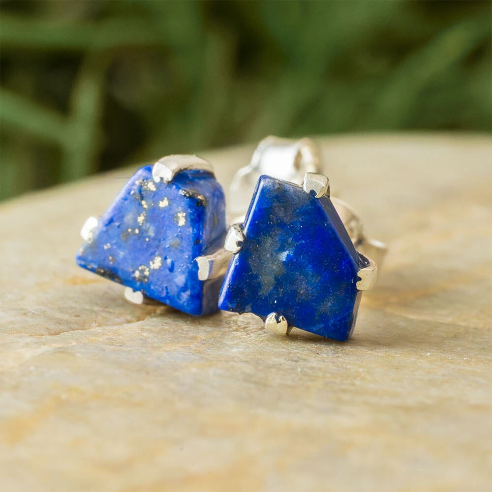 Deep Blue Lapis Lazuli Stud Earrings 3 Deep Blue Lapis Lazuli Stud Earrings