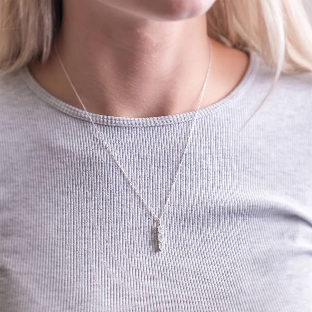 Triple Moonstone Necklace In Silver 6 Triple Moonstone Necklace In Silver - Image 4
