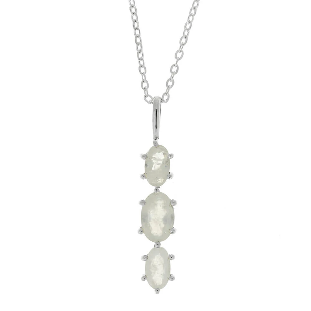 Triple Moonstone Necklace In Silver 4 Triple Moonstone Necklace In Silver - Image 2