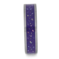 Purple Opal Stardust™ Wedding Band In Titanium -Johan Jewelry Shop EOpalStardust Purple 2