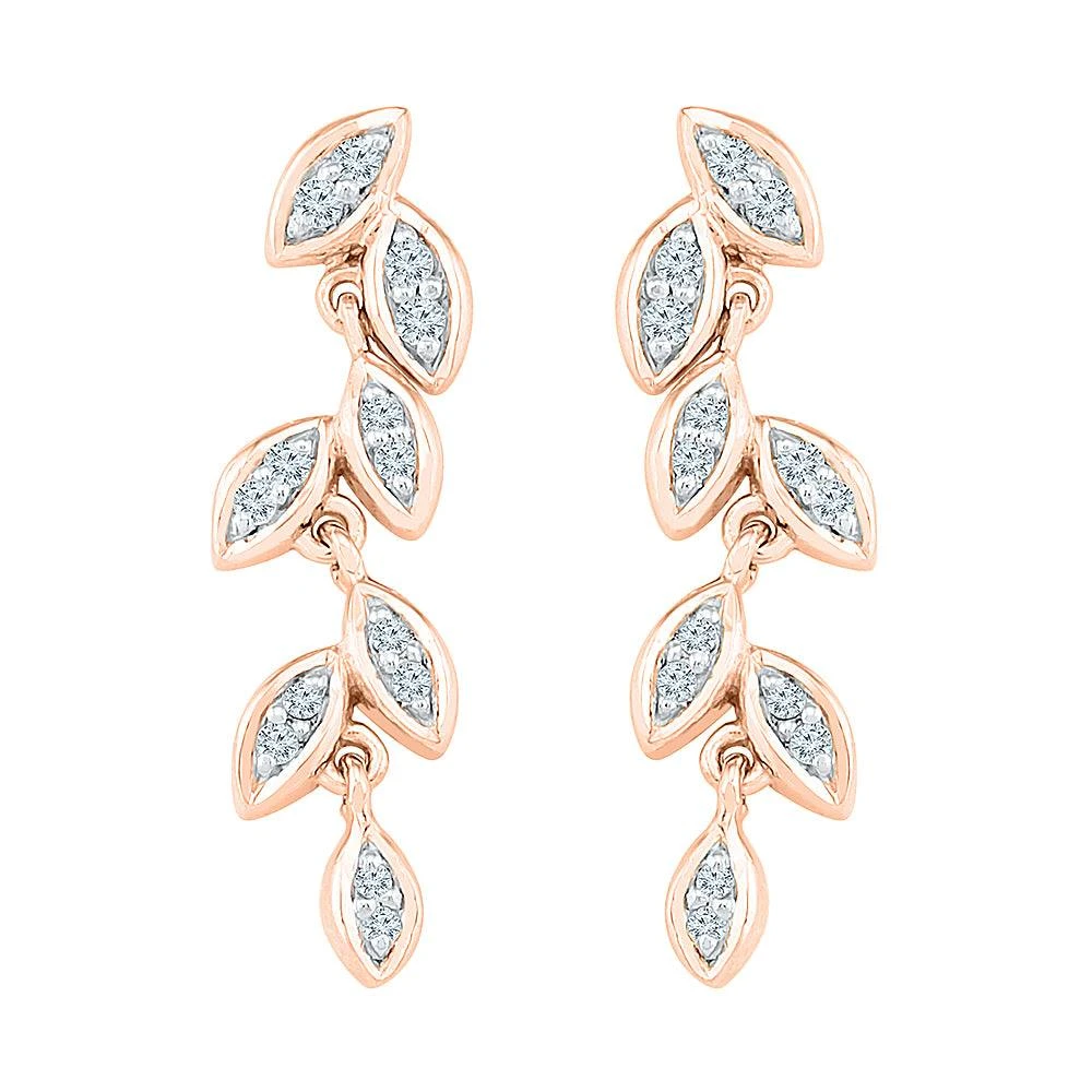 Dangle Leaf Earrings With Diamond Accents 4 Dangle Leaf Earrings With Diamond Accents - Image 2
