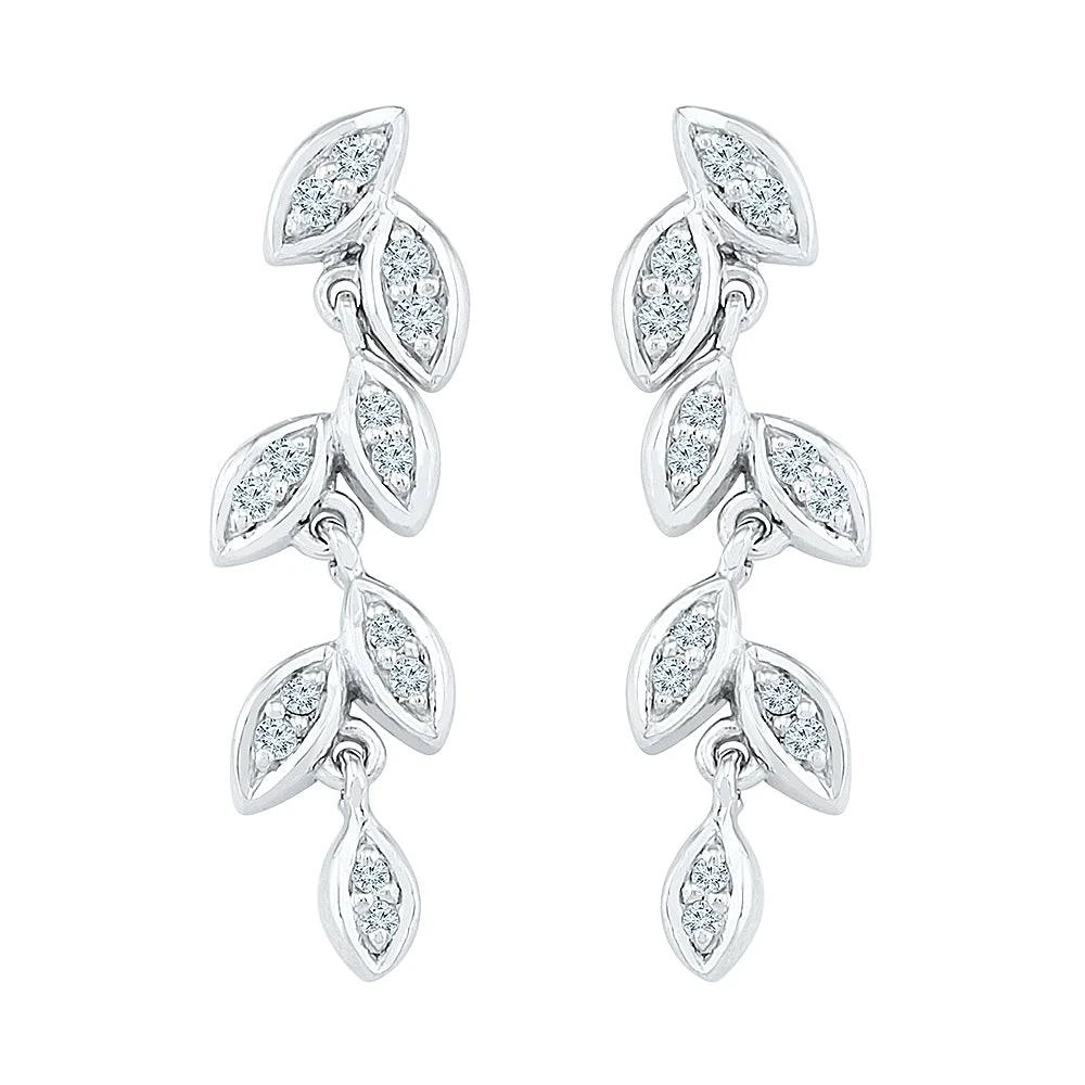Dangle Leaf Earrings With Diamond Accents 5 Dangle Leaf Earrings With Diamond Accents - Image 3