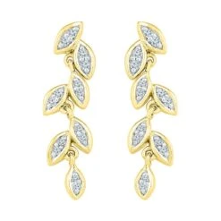 Dangle Leaf Earrings With Diamond Accents 11 Dangle Leaf Earrings With Diamond Accents -Johan Jewelry Shop EQ201867 Y