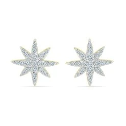 Diamond Cluster Earrings With Star Shape -Johan Jewelry Shop EQ202043 Y