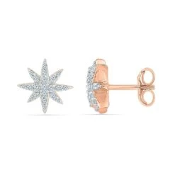 Diamond Cluster Earrings With Star Shape