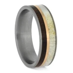 Antler Ring For Men With Koa Wood And Titanium