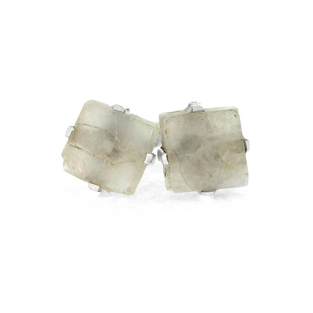 Square-Cut Moonstone Stud Earrings 5 Square-Cut Moonstone Stud Earrings - Image 3