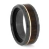 Wood And Black Ceramic Wedding Band With Rose Gold Pinstripe -Johan Jewelry Shop ERS12084