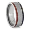Meteorite Wedding Band With Red And Purple Wood 1 Meteorite Wedding Band With Red And Purple Wood -Johan Jewelry Shop ERS12095