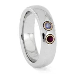 Platinum Ring With Bezel-Set Gemstones