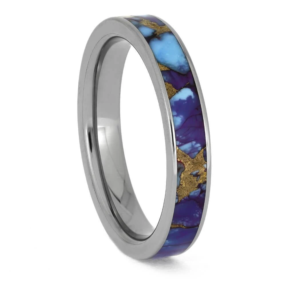 Titanium Ring With Lava Turquoise Mosaic Inlay 3 Titanium Ring With Lava Turquoise Mosaic Inlay