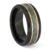 Meteorite And Rose Gold Ring In Black Ceramic -Johan Jewelry Shop ERS12227 4613 825