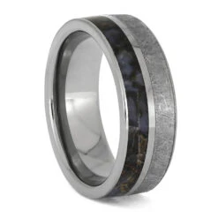 Premium Dinosaur Bone Paired With Meteorite In Titanium 18 Premium Dinosaur Bone Paired With Meteorite In Titanium -Johan Jewelry Shop ERS12260 1622 105