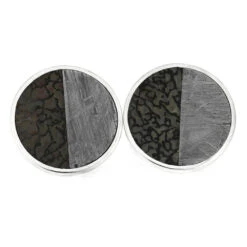 Intricately Patterned Dinosaur Bone And Meteorite Cufflinks