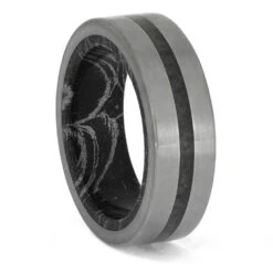 Crushed Sapphire Ring With Mokume Sleeve