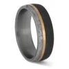 Sandblasted Titanium Ring Accented With Rose Gold And Meteorite -Johan Jewelry Shop ERS12315 4880 10