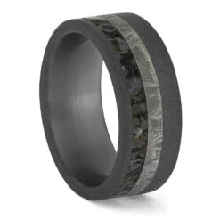 Premium Dinosaur Bone With Meteorite In Sandblasted Titanium -Johan Jewelry Shop ERS12340 3108 9