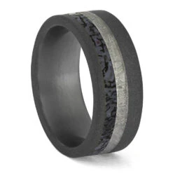 Premium Dinosaur Bone With Meteorite In Sandblasted Titanium -Johan Jewelry Shop ERS12341 3108 95