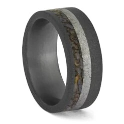 Premium Dinosaur Bone With Meteorite In Sandblasted Titanium -Johan Jewelry Shop ERS12344 3108 10