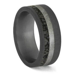 Premium Dinosaur Bone With Meteorite In Sandblasted Titanium -Johan Jewelry Shop ERS12345 3108 10