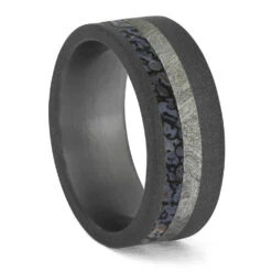 Premium Dinosaur Bone With Meteorite In Sandblasted Titanium -Johan Jewelry Shop ERS12346 3108 105