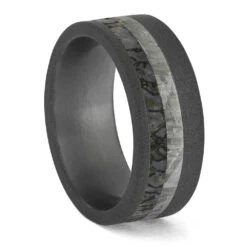 Premium Dinosaur Bone With Meteorite In Sandblasted Titanium -Johan Jewelry Shop ERS12348 3108 11