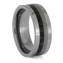 Premium Dinosaur Bone With Meteorite In Masculine Tungsten Band -Johan Jewelry Shop ERS12353 4013 8