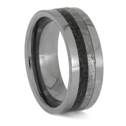 Premium Dinosaur Bone With Meteorite In Masculine Tungsten Band -Johan Jewelry Shop ERS12357 4013 115