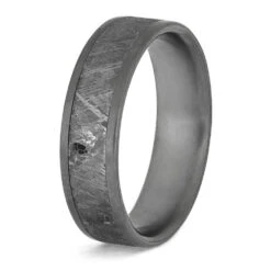 Meteorite With Troilite Inclusions, Titanium Ring -Johan Jewelry Shop ERS12406 1159 105 2