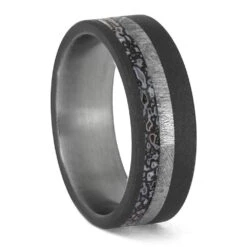 Premium Dinosaur Bone With Meteorite In Sandblasted Titanium -Johan Jewelry Shop ERS12456 3108 12