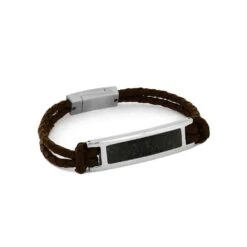 Premium Dinosaur Bone And Leather Bracelet With Stainless Steel Setting 26 Premium Dinosaur Bone And Leather Bracelet With Stainless Steel Setting -Johan Jewelry Shop ERS12458 SIG3074 75 1