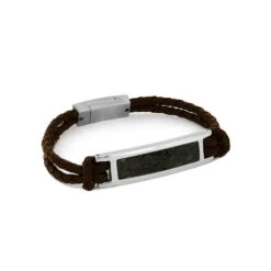 Premium Dinosaur Bone And Leather Bracelet With Stainless Steel Setting 19 Premium Dinosaur Bone And Leather Bracelet With Stainless Steel Setting -Johan Jewelry Shop ERS12460 SIG3074 8 1