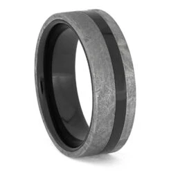 Galactic Meteorite On A Polished Black Ceramic Band
