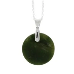 Jade Coin Necklace On A Silver Chain -Johan Jewelry Shop ERS12500 2 SIG3021