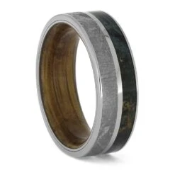 Blue Wood And Whiskey Barrel Ring With Meteorite 5 Blue Wood And Whiskey Barrel Ring With Meteorite -Johan Jewelry Shop ERS12509 3933 11