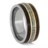 Masculine Meteorite And Wood Ring With Yellow Gold Accents